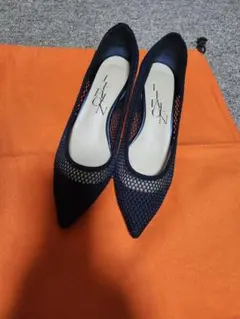 LE TALON ルタロン メッシュパンプス 黒 23cm チャンキーヒール