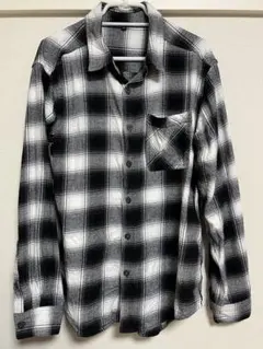 コットンビエラチェックシャツ 白　黒