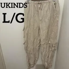 UKINDS【L/G】ベージュ カーゴパンツ ウエストゴム ズボン キッズ 古着