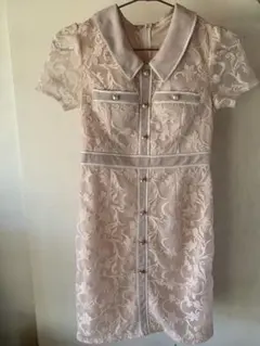 花柄刺繍ミニワンピース 襟付き