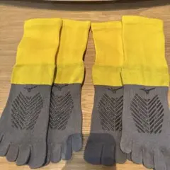 イエロー/グレー 5本指ソックス 滑り止め付き