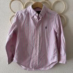 POLO ラルフローレン ストライプ　コットンシャツ　長袖　ピンク　4T