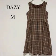 デイジー ノースリーブひざ丈フレアワンピース チェック柄 タック入り 【M】