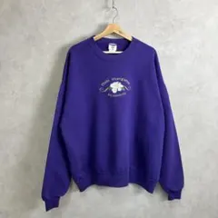 90s 00s USA古着 紫 刺繍 スウェットシャツ レトロ vintage