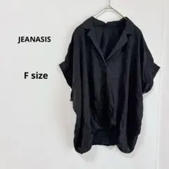 JEANASIS スキッパーカラーシャツ　F ブラック　ドルマンスリーブ　半袖のサムネイル