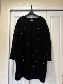 ローズティアラ パール付き ロングコート　42 XL 黒のサムネイル