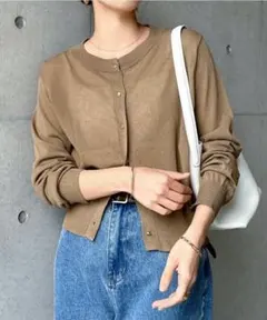 and me UVカット メタルボタン シアー ニット カーディガン