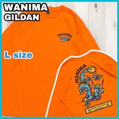 ギルダン WANIMA 長袖Tシャツ ロンT ビッグプリント オレンジ Lサイズ