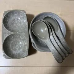 銀峯 陶器製 鍋皿 レンゲ セット