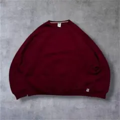 90s古着Russell前Vガゼットソリッドブランクスウェットバーガンディ