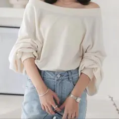 神戸レタス　オフショルスウェットトップス　長袖トップス