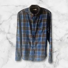 メンズ ネルシャツ 青 チェック柄 トップス 長袖シャツ