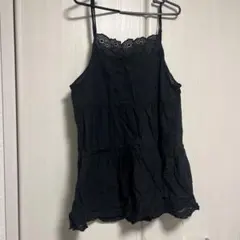 ブラックキャミソール レーストリム付き