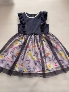 120 anyFamネイビー花柄ノースリーブワンピース