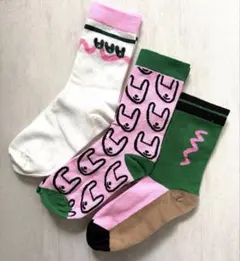 【新品未使用】ユニークキャラクター柄ソックス3足セット