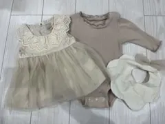 プティマイン　ロンパース　ワンピース　スタイ　セット　70cm