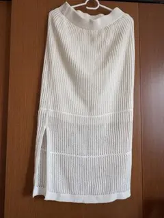 ホワイト 編み込みスカート