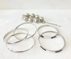 シルバーカラー コスチュームジュエリーブレスレット 4点セット