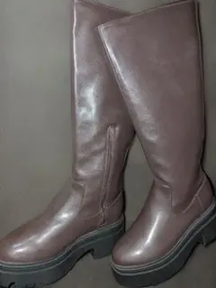 ロングブーツ　厚底　カジュアル　焦茶色　２４〜２４．５cm