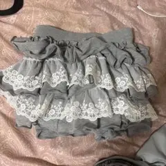 SHEIN グレー フリル レース ミニスカート