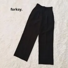フォルクシー ワイドスラックスパンツ 黒 M タック センタープレス きれいめ
