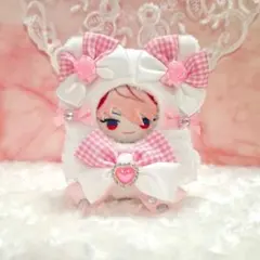 にじぱぺっと にじぱぺ　ぬい服 きぐるみ 10cm ねこ　ライトピンクのサムネイル