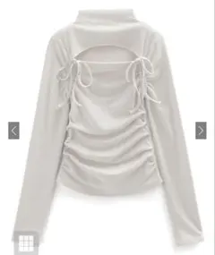 GRL pm614 フロントオープンリボンハイネックトップス アイボリー　長袖