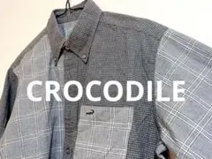 ☆Crocodile グレーチェック柄 長袖シャツ Mのサムネイル