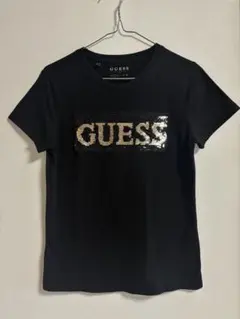 GUESS 半袖Tシャツ ブラック スパンコールロゴのサムネイル