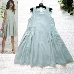 美品✨フォクシー リズム ウールブレンドエアリードレス Aライン ミントグリーン