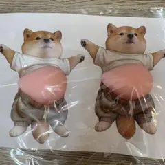 柴犬おなかぷくぷくシール 3Dシール お腹ぷにぷにシール 2匹セット
