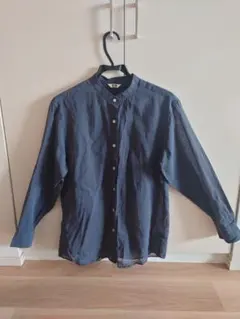 【UNIQLO U】 ネイビー シアー長袖シャツ Mサイズ