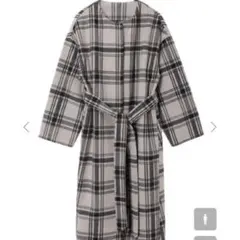 完売品 fifth フィフス ベルト付きチェックノーカラーコート