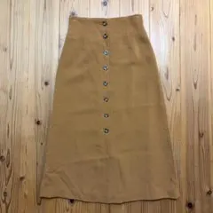【ROSE BUD】ロングスカート　裏地つき　Mサイズ　ボタン　ベージュ