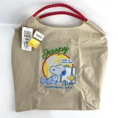 PEANUTS SNOOPY D.KELLY 자수 디자인 가방 베이지 S