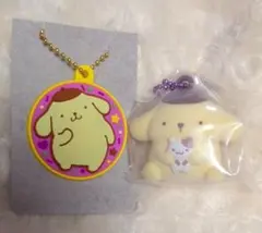 【匿名配送】ポムポムプリン　ふわわフロッキーマスコット　ラバーキーホルダー