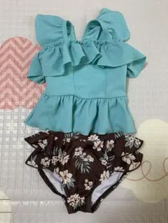 petit main ベビー水着 90cm セパレート 水色・茶色