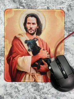 「聖人/キアヌ・リーブスと犬　マウスパッド」jo-db