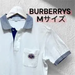 BURBERRYS ポロシャツ Mサイズ ホワイト エンブレム
