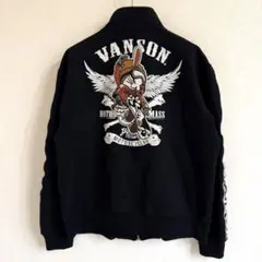 VANSON デスラビット刺繍　裏起毛ZIPスウェットジャケット　L
