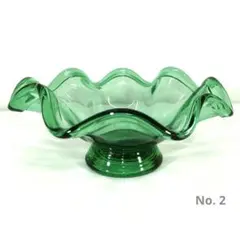 SALE☺️美品 氷皿 パフェ アイスクリーム デザート皿 ガラス 緑 フリル