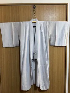 雨コート　道中着　塵除け　タッサーシルク　単衣　着物衿　グレー系　＊匿名配送＊