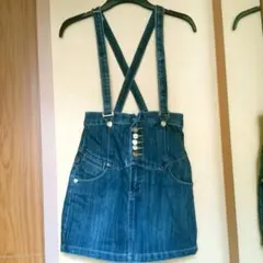 デニムサロペットハイウェストスカート