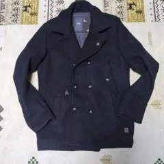 G-STAR ネイビー ダブルブレストピーコート L