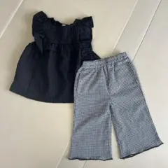 バースデイ　mirror bae トップスとチェックパンツセット 80 90