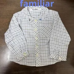 本日限定価格✨familiar ファミリア　チェック柄シャツ 80 車柄　男の子