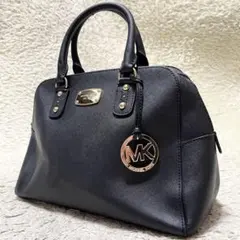 【良品】マイケルコース　ハンドバッグ　レザー　黒　ゴールド金具　ロゴチャーム付