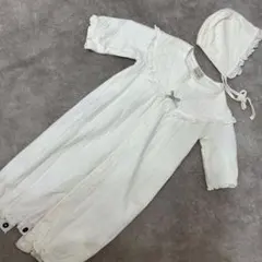 値下げ！【ほぼ未使用品】Petit main 退院着 ベビードレス&帽子