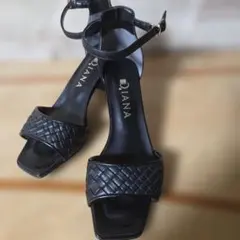 未使用♡Diana ブラック編み込みヒールサンダル　23.0サイズ♡