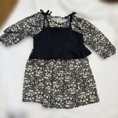 花柄ワンピース　ビスチェ付き　90cm プティマイン